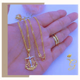 18K Real Gold Jesus Anchor Necklace 18”