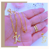 18K Real Gold K Necklace 16”
