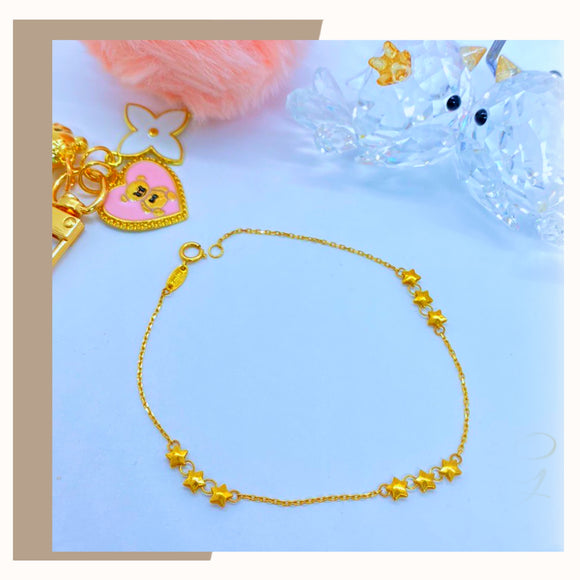 18K Real Gold Star Bracelet size 7.5”