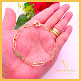 18K Real Gold Personalized Paper Clip Bracelet with Name