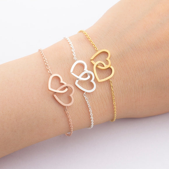 Double Heart Shaped Women's Minimalistic Bracelet