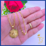 18K Real Gold Religious Necklace 16””