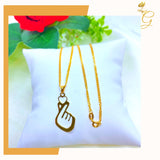 18K Real Gold Korean Heart Necklace 18”