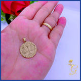 18k Real Solid Gold Personalized Zodiac SignLibra Pendant Medium Size