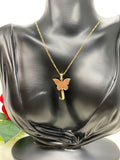 18K Real Gold Butterfly with Letter Necklace( Personalized)