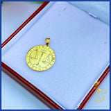 18k Real Solid Gold Personalized Zodiac SignLibra Pendant Medium Size