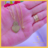 18K Real Gold Locked Necklace 18” ( Personalized)