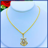 18K Real Gold Anchor/ Jesus Necklace 20”