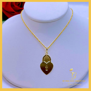 18K Real Gold Locked Necklace 18” ( Personalized)