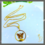18K Real Gold Butterfly Necklace 18”