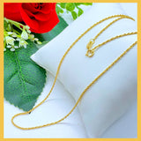 18K Real Gold Thin Rope Chain 18”