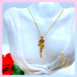 18K Real Solid Gold Rose Personalized with 5 Letters  Name Necklace 18”
