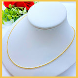 18K Real Gold Thin Rope Chain 18”