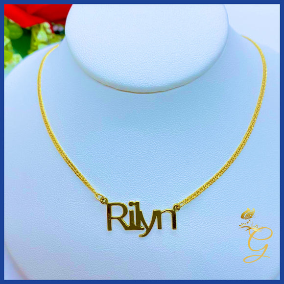 18K Real Solid Gold  Personalized 5 Letters  Name Necklace 18”