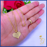 18K Real Gold Heart with Initial Necklace 18”