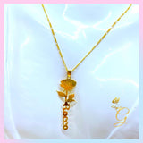 18K Real Solid Gold Rose Personalized with 5 Letters  Name Necklace 18”