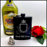 Personalized Hip Flask 8 OZ For Liquor  Black Stainless Steel