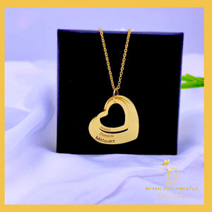 18K Real Gold Heart Personalized Name Pendant
