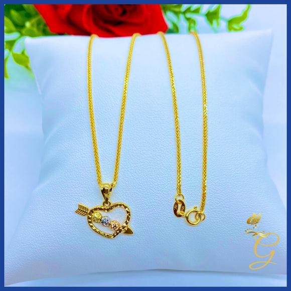 18K Real Gold Heart Necklace 18””