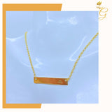 18K Real Gold Bar Necklace with initial 16-18” ( Personalized)