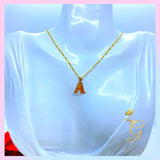 18K Real Solid Gold Initial Necklace