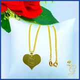 18K Real Gold Heart with Initial Necklace 18”