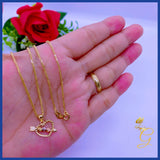 18K Real Gold Heart Necklace 18””