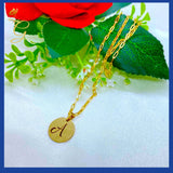 18K Real Solid Gold Initial A Necklace 16”