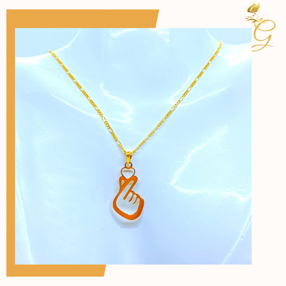 18K Real Gold Korean Heart Necklace 18”