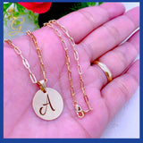 18K Real Solid Gold Initial A Necklace 16”