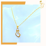 18K Real Gold Korean Heart Necklace 18”