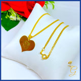 18K Real Gold Heart with Initial Necklace 18”
