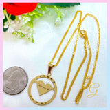 18K Real Gold Heart Necklace 18” Message can be customized