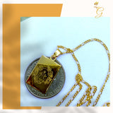 18K Real Gold Lioness Head Necklace 18”