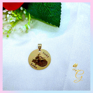 18K Real Solid Gold Picture/ Name Necklace 18”