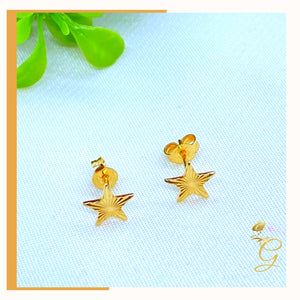 18K Real Gold Small Star Stud Earrings