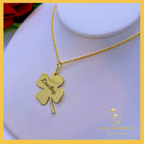 18K Real Gold Lucky Cloverleaf Necklace 18”