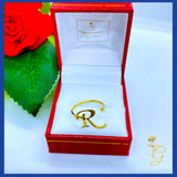 18K Real Solid Gold Initial Ring  Adjustable