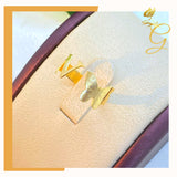 18K Real Solid Gold Butterfly with Initial Ring