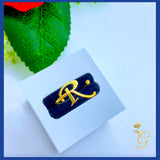 18K Real Solid Gold Initial Ring  Adjustable