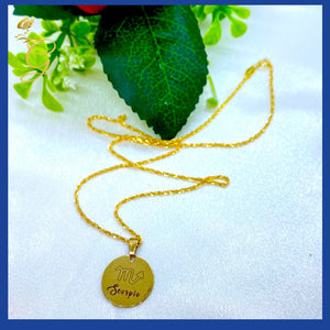 18K Real Solid Gold Zodiac Sign  Necklace( Personalized)