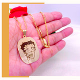 18K Real Gold  Personalized Photo Engraved Necklace 18”