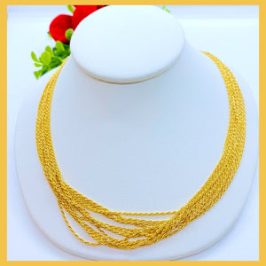 18K Real Gold Thin Rope Chain 18”