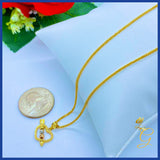 18K Real Gold Heart Necklace 18””