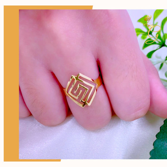 18K Real Solid Gold Maze G Gem’s Brand Ring