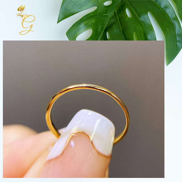 18K Real Solid Gold Plain Ring