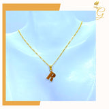 18K Real Solid Gold Initial Necklace