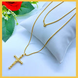 18K Real Gold Cross  Necklace 22”