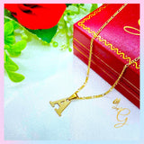 18K Real Solid Gold Initial Necklace