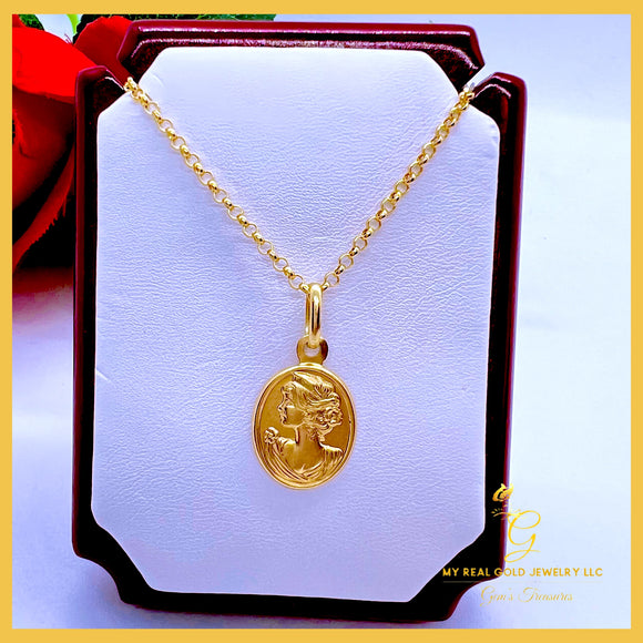 Copy of 18K Real Gold Queen Elizabeth Necklace 18”